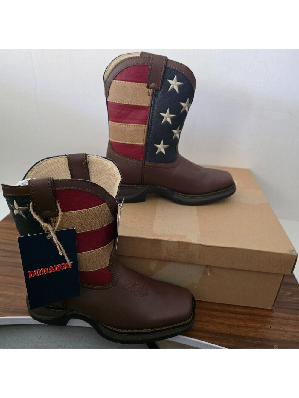 Durango Lil' Durango Kids Patriotic Western Flag Boots Brown